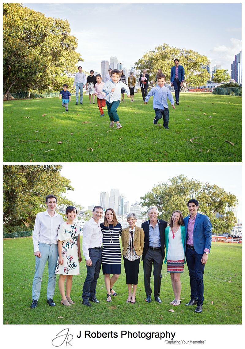 Multi Generation Extended Family Portrait Photography Session Sydney Blues Point Reserve in Autumn